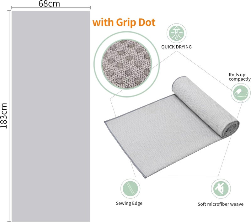 CYCLXY 3 Pack Yoga Mat Towels with Grip Dot, Hot Yoga Towel Non Slip Yoga Mat Towel Non-Slip Sweat Absorbent Anti-Slip Yoga Towel for Bikram,Pilates - Image 2